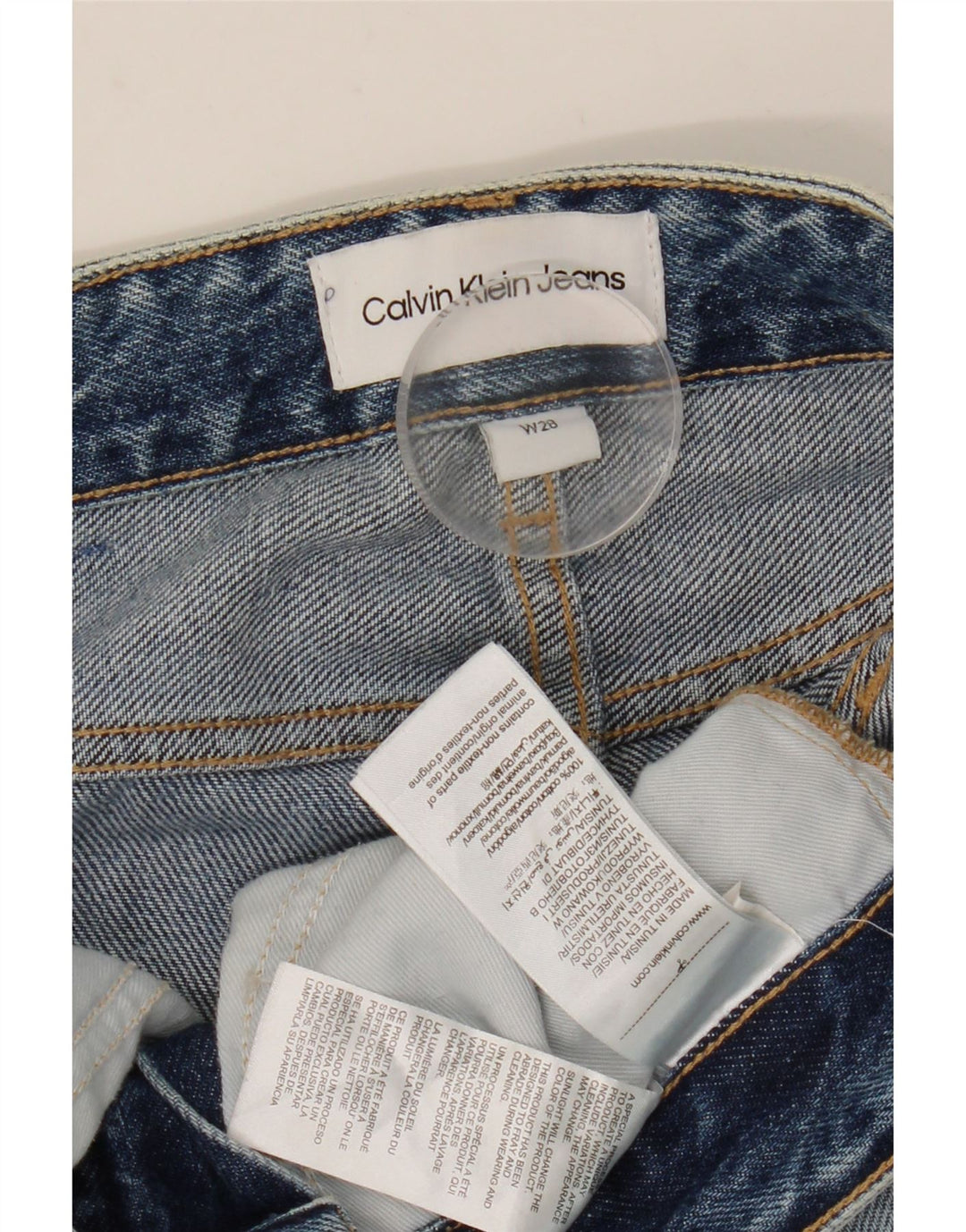 CALVIN KLEIN Womens Distressed Slim Jeans W28 L28 Blue Cotton