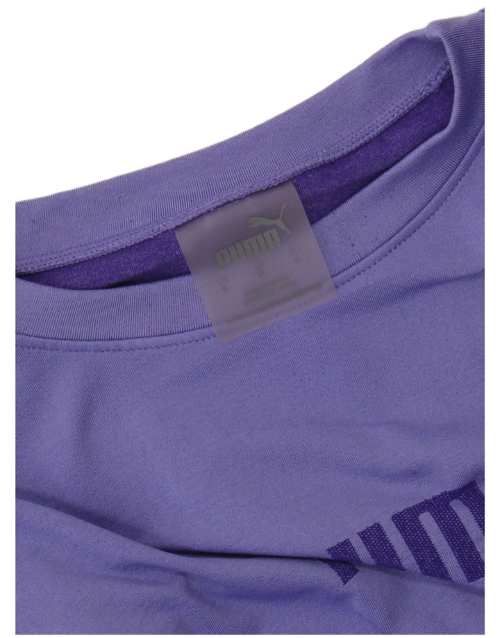 PUMA Womens Crop Graphic Top Long Sleeve UK 8 Small Purple