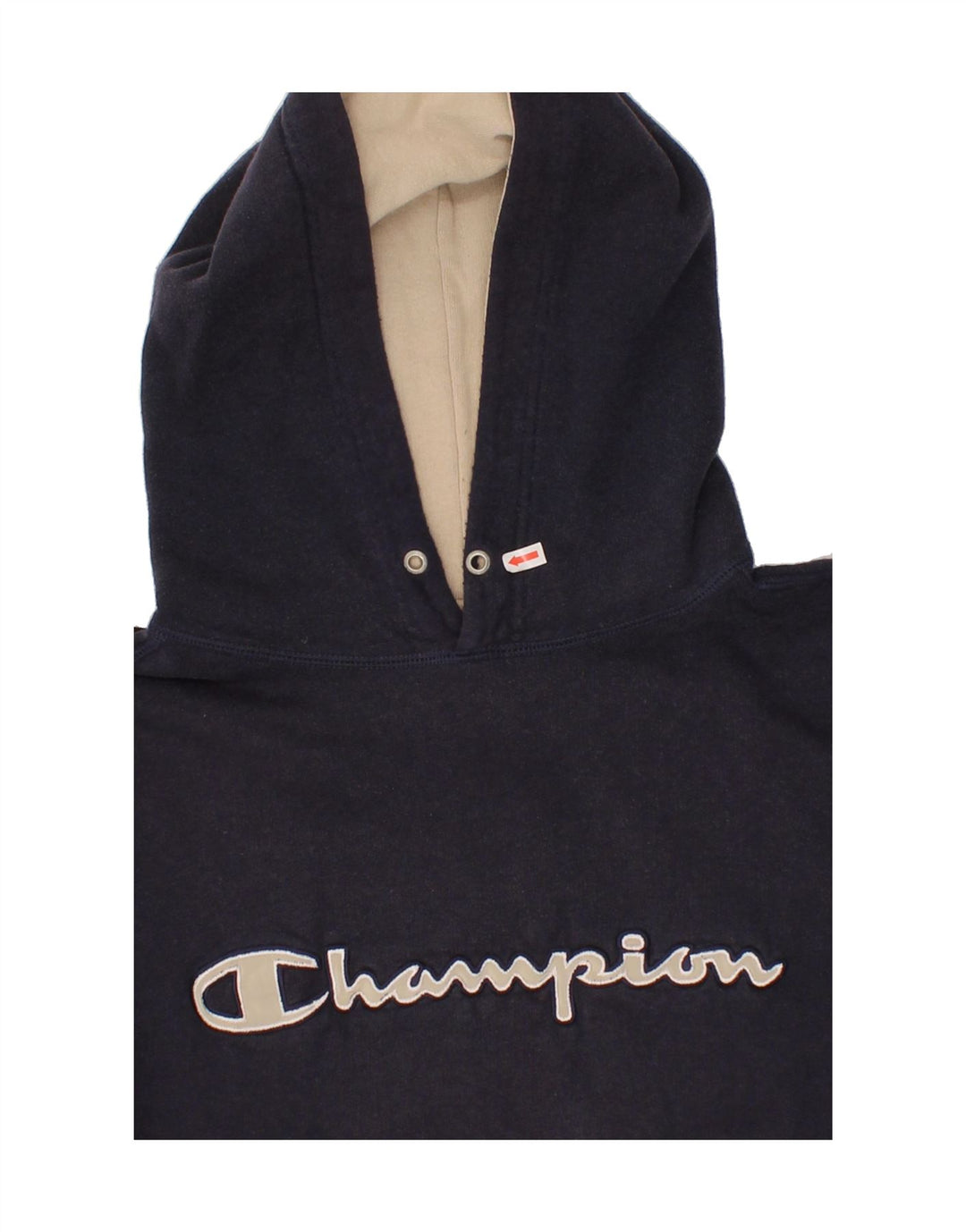 CHAMPION Mens Graphic Hoodie Jumper Large Navy Blue Vintage Champion and Second-Hand Champion from Messina Hembry 