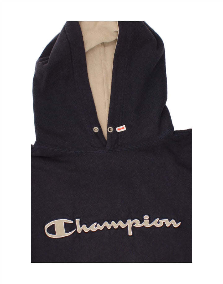 CHAMPION Mens Graphic Hoodie Jumper Large Navy Blue Vintage Champion and Second-Hand Champion from Messina Hembry 