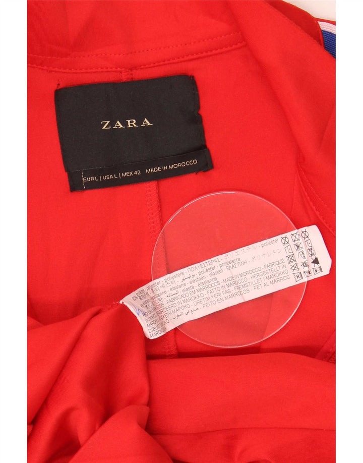 Zara Mens Tracksuit Top Jacket Large Red Colourblock Polyester
