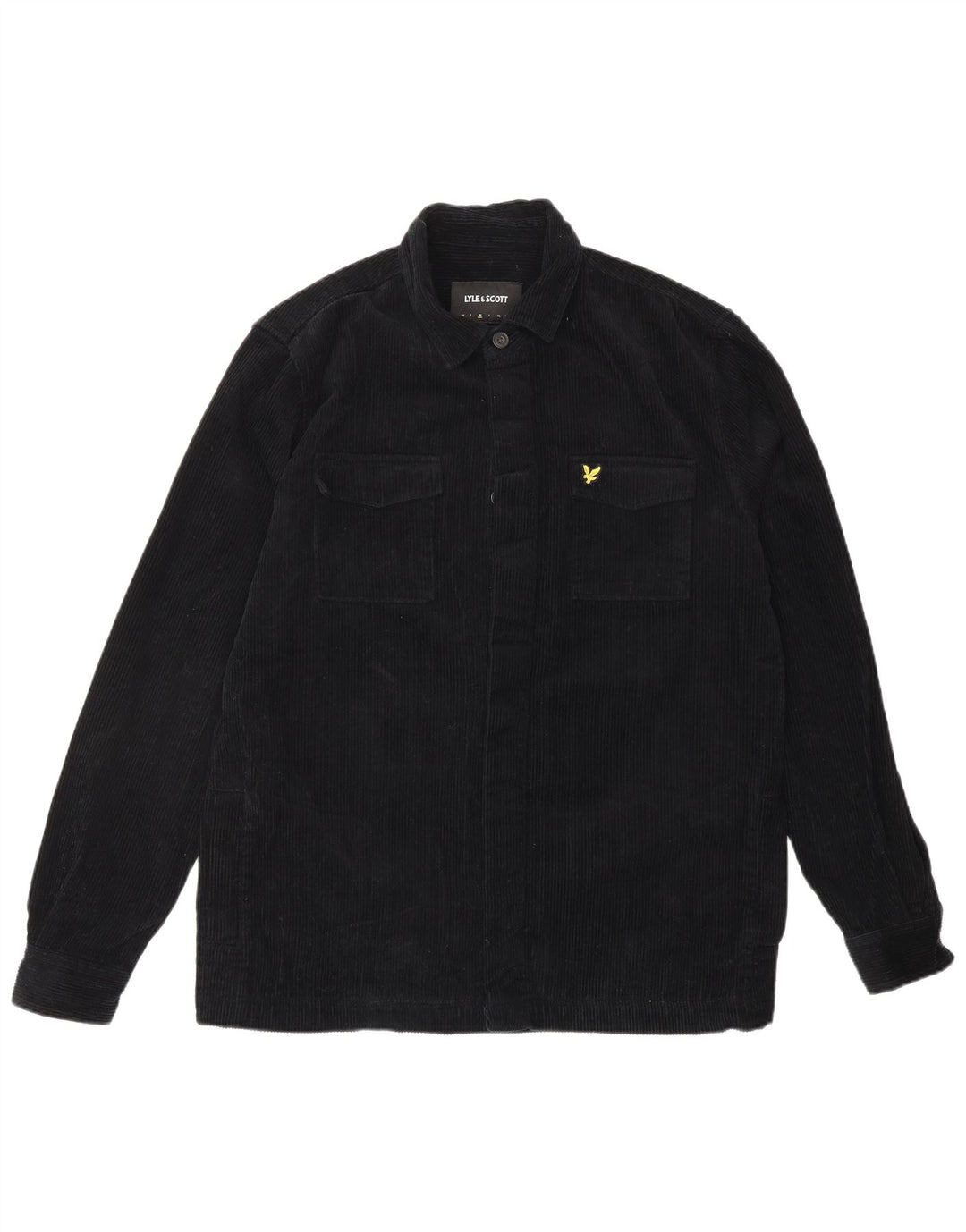 LYLE & SCOTT Mens Corduroy Shirt Medium Black Cotton
