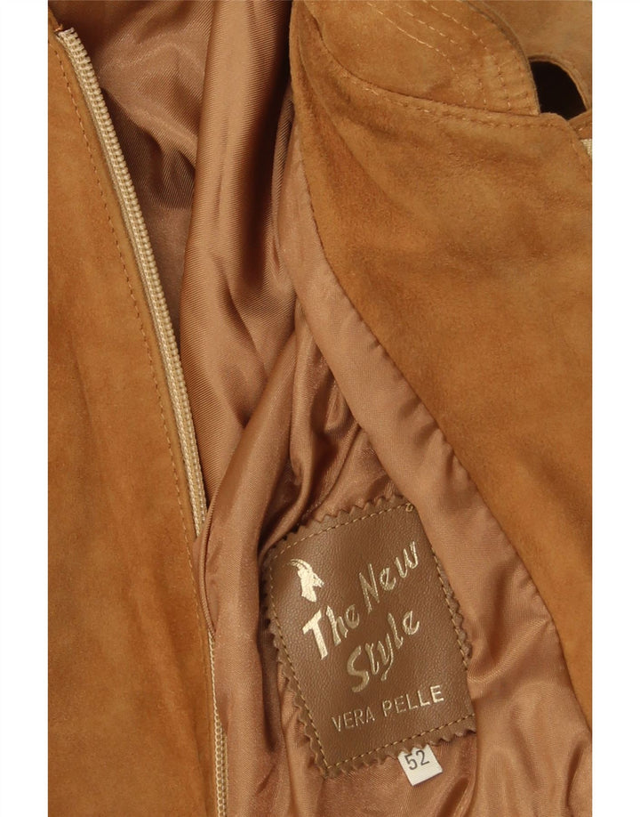 Vintage Mens Suede Jacket IT 52 XL Beige Leather