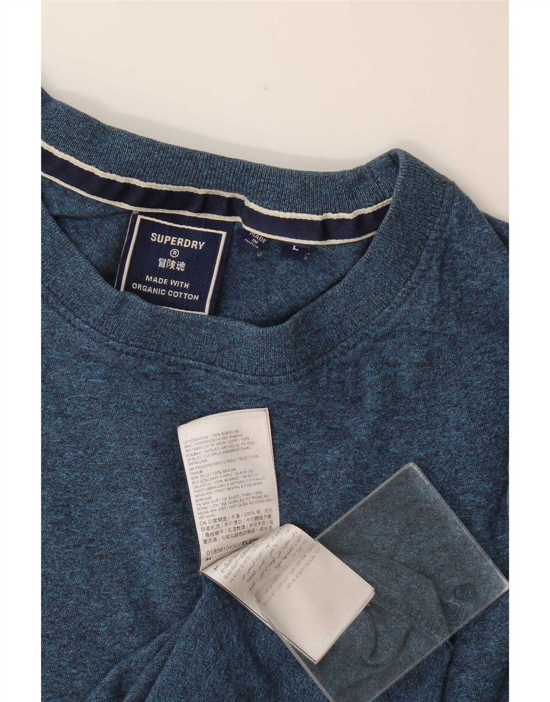 Superdry Mens T-Shirt Top Large Blue Flecked Cotton