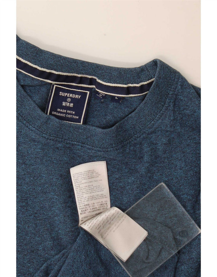 Superdry Mens T-Shirt Top Large Blue Flecked Cotton