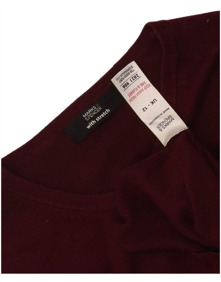 Marks & Spencer Womens Cardigan Sweater UK 12 Medium  Maroon Viscose