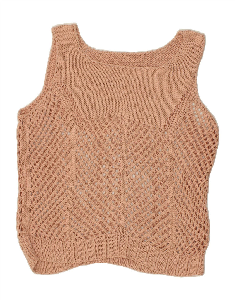 VINTAGE Womens Crochet Vest Tank Top UK 16 Large Beige | Vintage Vintage | Thrift | Second-Hand Vintage | Used Clothing | Messina Hembry 