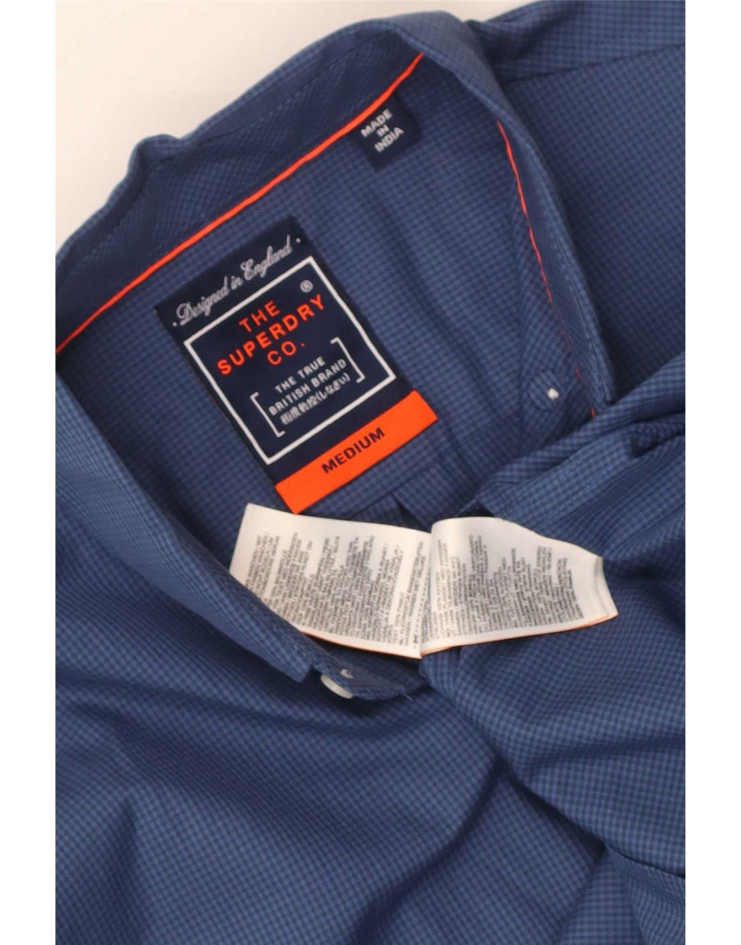 Superdry Mens Shirt Medium Navy Blue Gingham Cotton