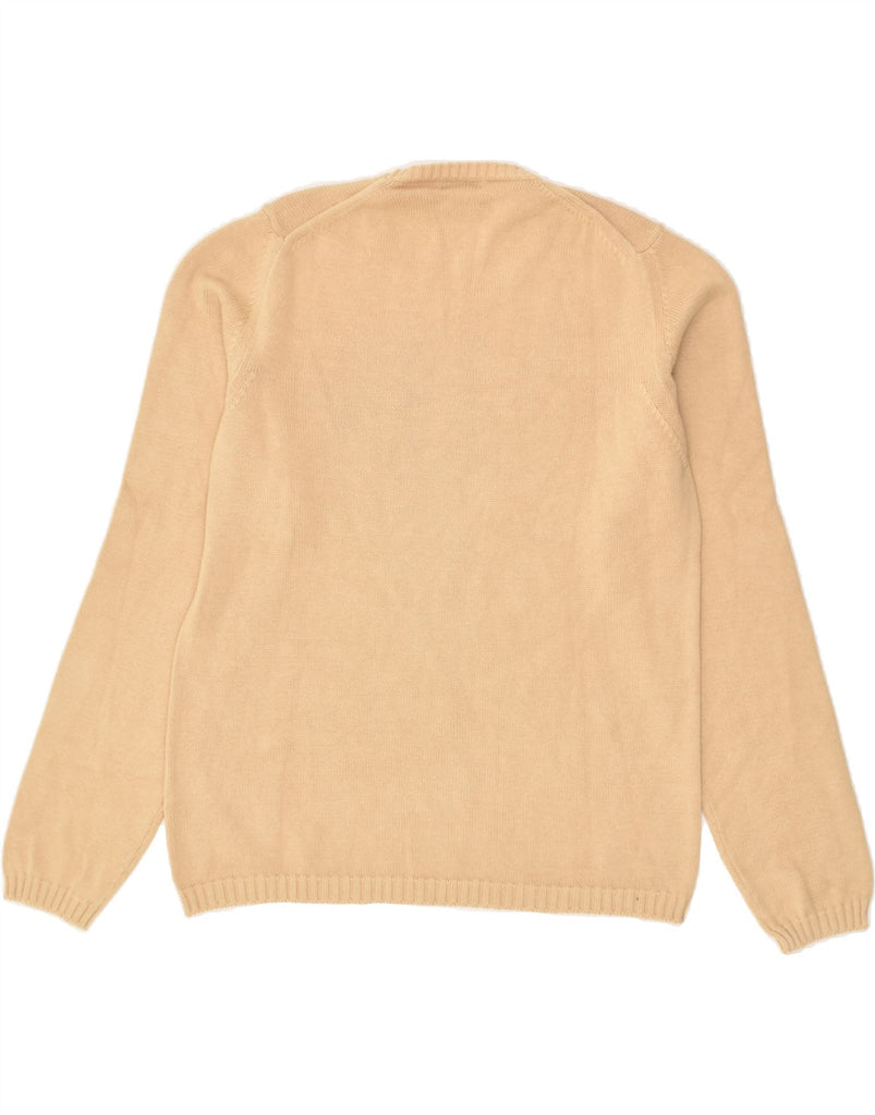 FRED PERRY Womens Crew Neck Jumper Sweater UK 16 Large Beige Cotton | Vintage Fred Perry | Thrift | Second-Hand Fred Perry | Used Clothing | Messina Hembry 