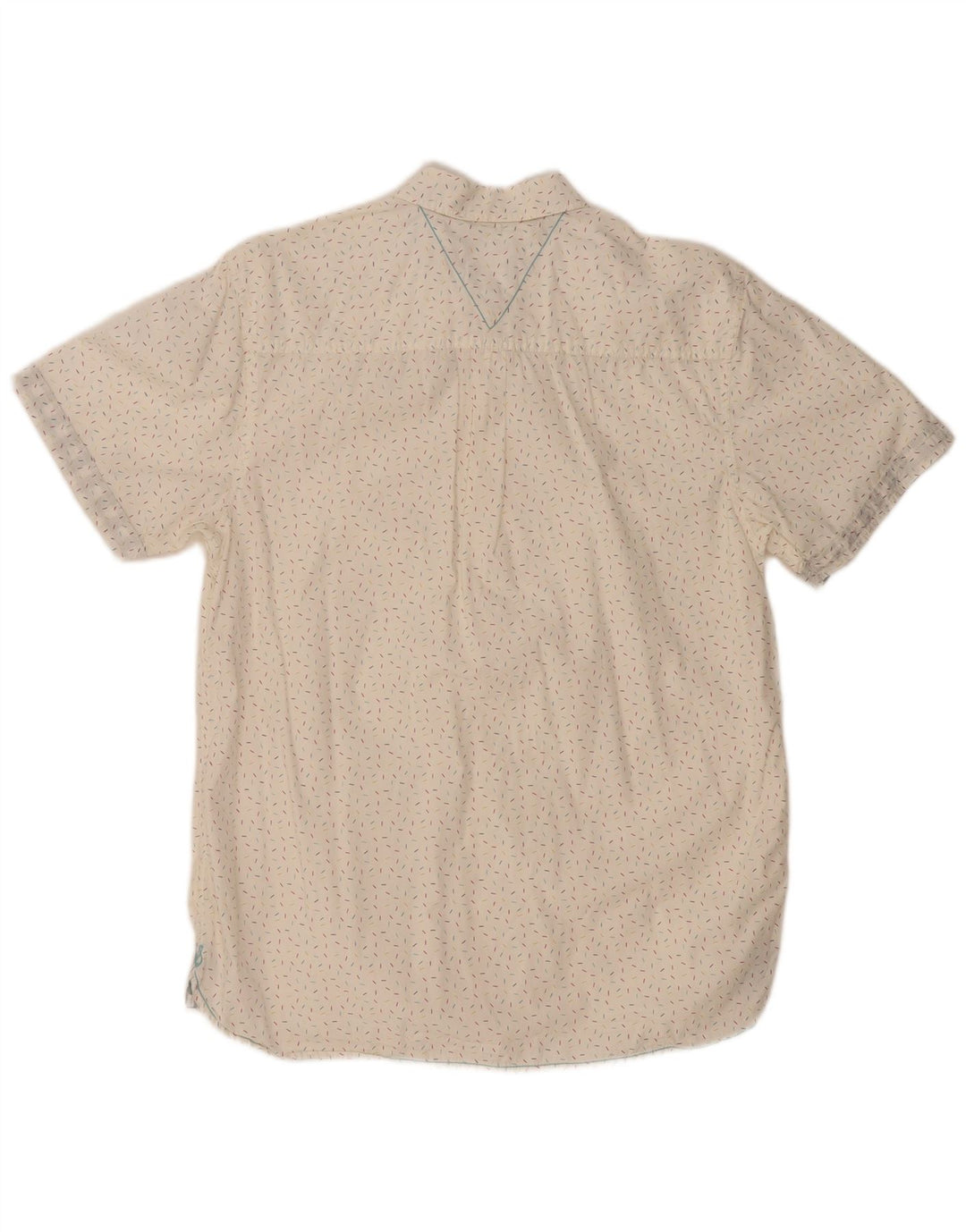 WHITE STUFF Mens Classic Fit Short Sleeve Shirt Small White Spotted Cotton