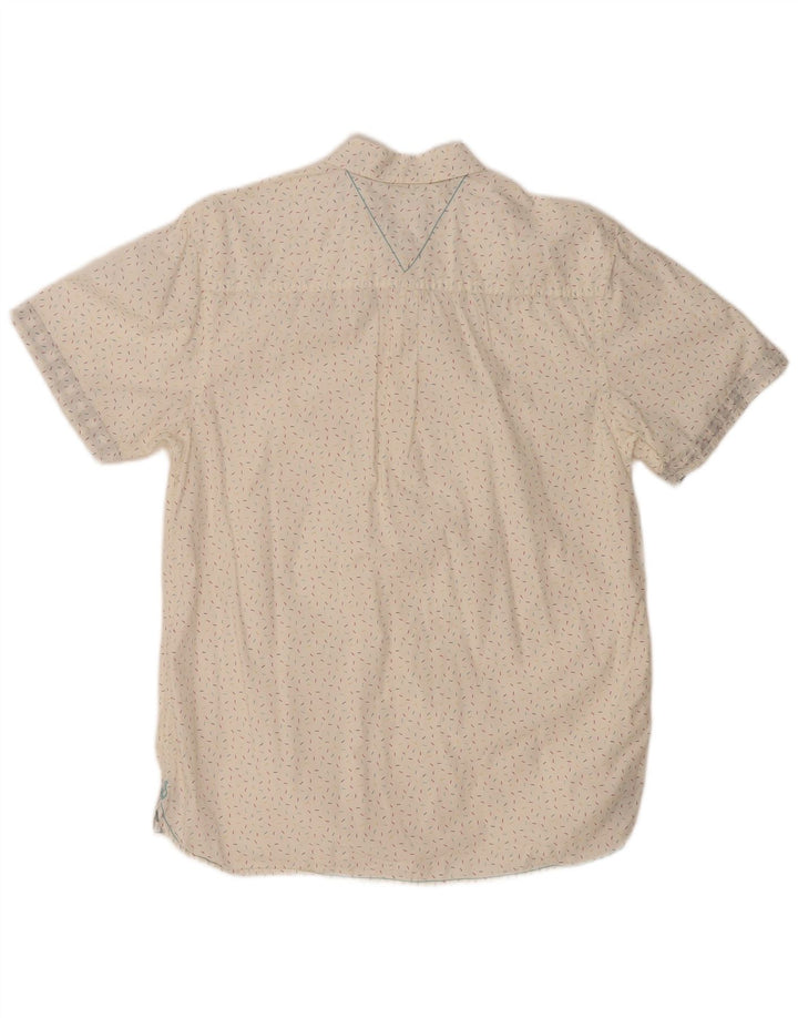 WHITE STUFF Mens Classic Fit Short Sleeve Shirt Small White Spotted Cotton