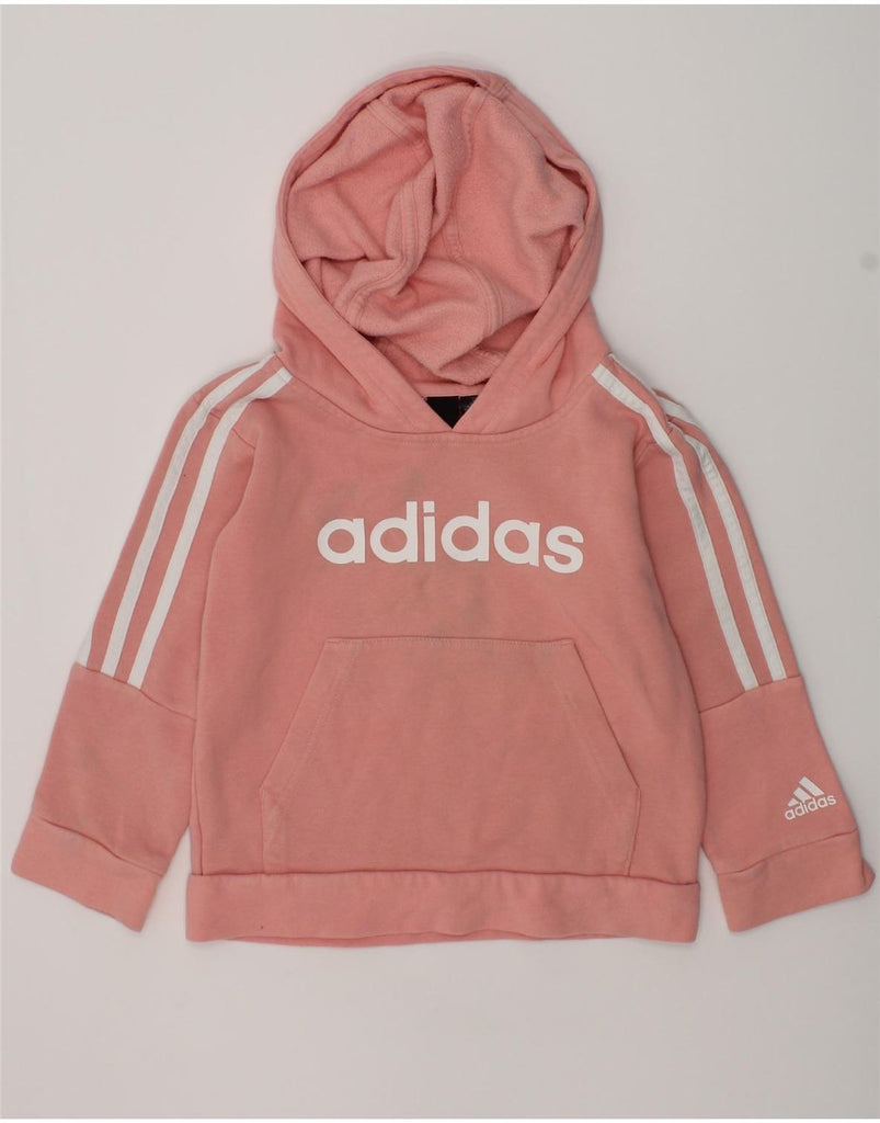 ADIDAS Girls Graphic Hoodie Jumper 3-4 Years Orange Cotton | Vintage Adidas | Thrift | Second-Hand Adidas | Used Clothing | Messina Hembry 