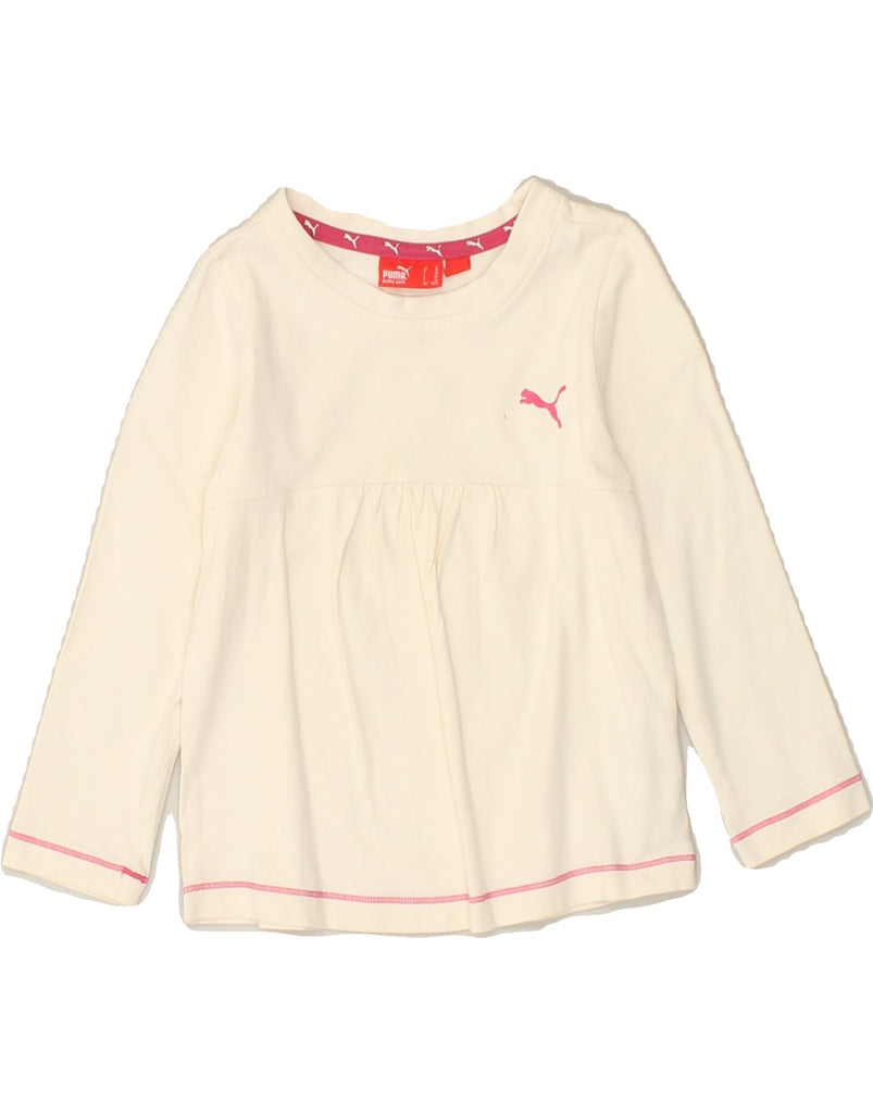 PUMA Girls Top Long Sleeve  2-3 Years Beige Cotton | Vintage Puma | Thrift | Second-Hand Puma | Used Clothing | Messina Hembry 