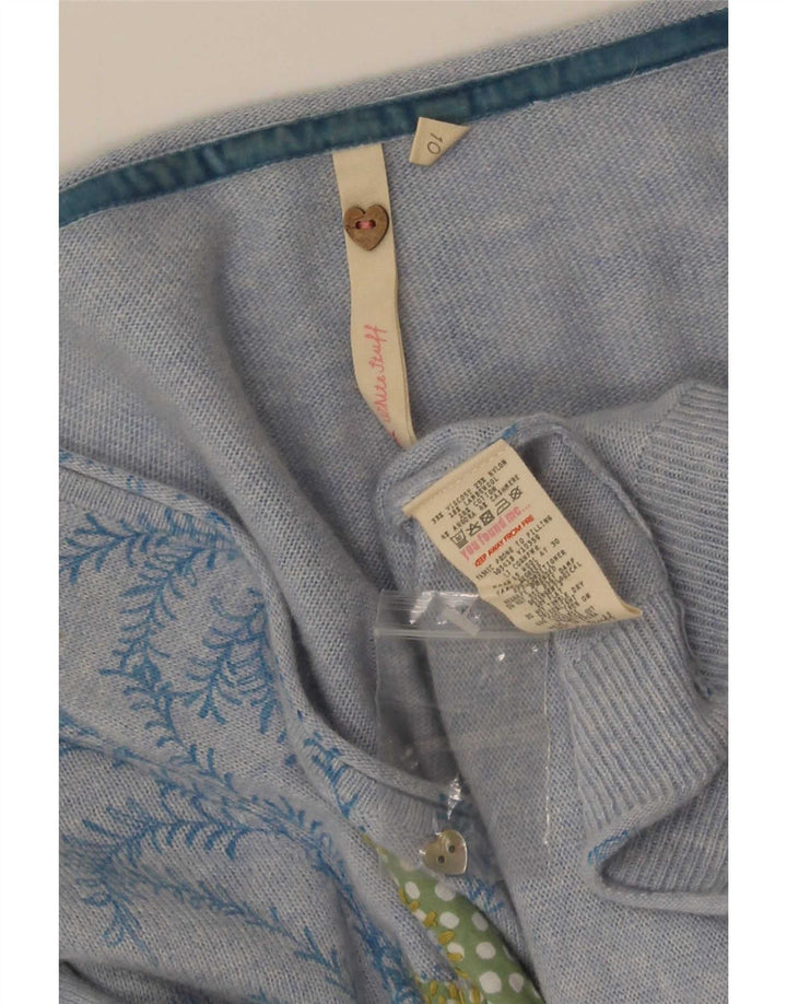White Stuff Womens Abstract Pattern Cardigan Sweater UK 10 Small Blue