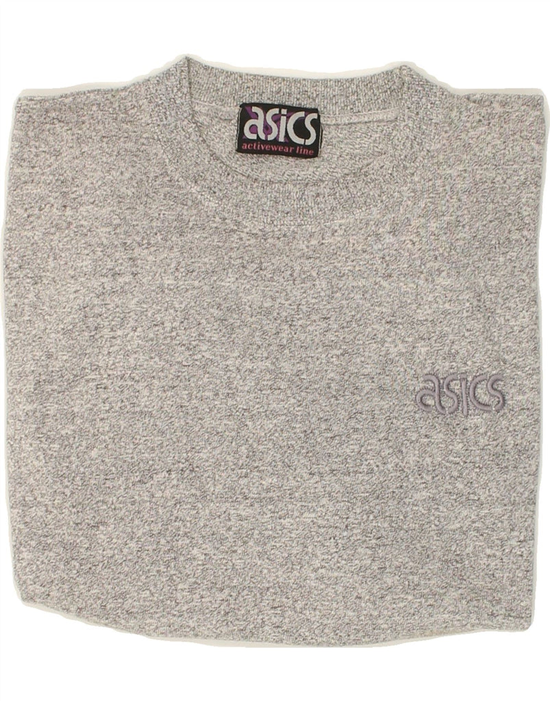 ASICS Mens T-Shirt Top Medium Grey Flecked Cotton | Vintage Asics | Thrift | Second-Hand Asics | Used Clothing | Messina Hembry 