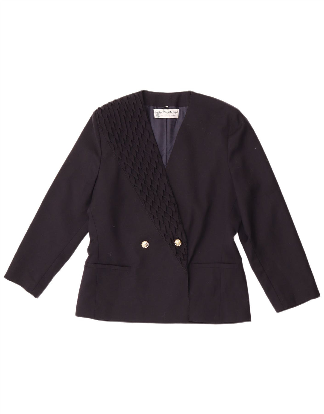 Marzotto Womens Double Breasted Blazer Jacket IT 44 Medium Navy Blue