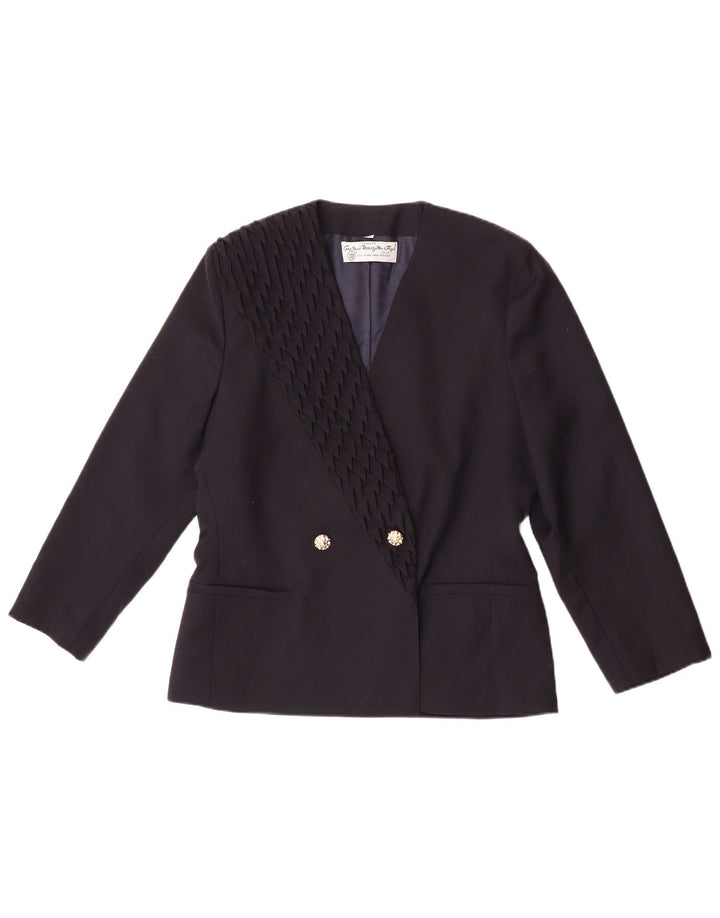 Marzotto Womens Double Breasted Blazer Jacket IT 44 Medium Navy Blue
