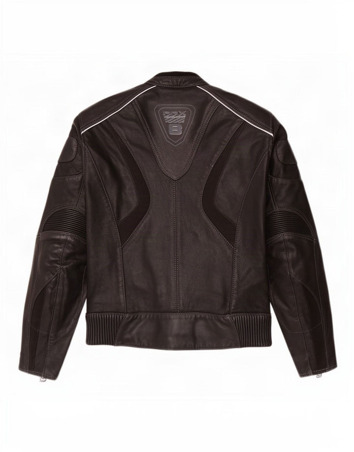 Probiker Womens Graphic Leather Racer Jacket UK 14 Large Black