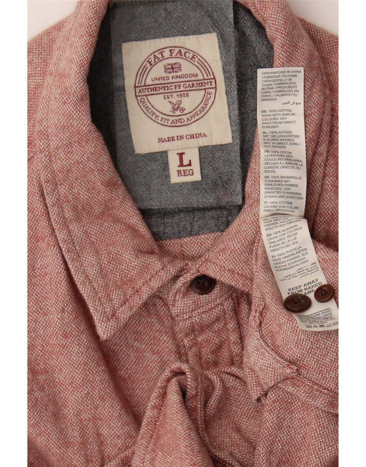 Fat Face Mens Flannel Shirt Large Pink Cotton