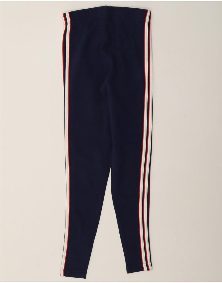 Adidas Womens Leggings UK 12 Medium Navy Blue Cotton