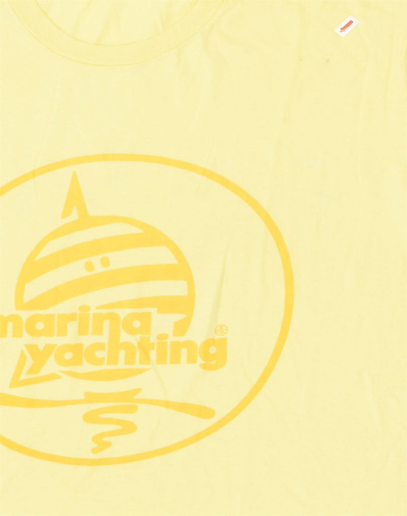 MARINA YACHTING Womens Graphic T-Shirt Top UK 16 Large Yellow Cotton | Vintage Marina Yachting | Thrift | Second-Hand Marina Yachting | Used Clothing | Messina Hembry 