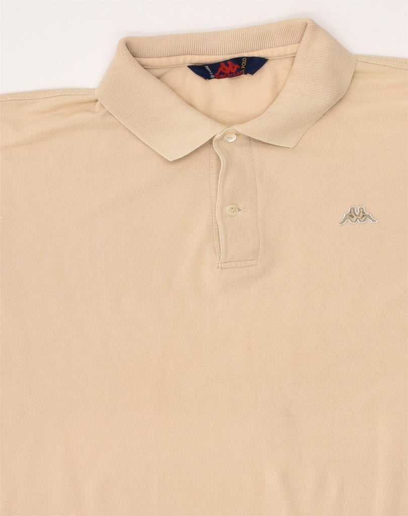 KAPPA Mens Polo Shirt XL Beige Cotton | Vintage Robe Di Kappa | Thrift | Second-Hand Robe Di Kappa | Used Clothing | Messina Hembry 