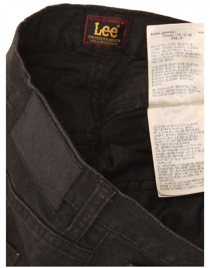 LEE Mens Daren Zip Fly Straight Casual Trousers W34 L32 Black Cotton