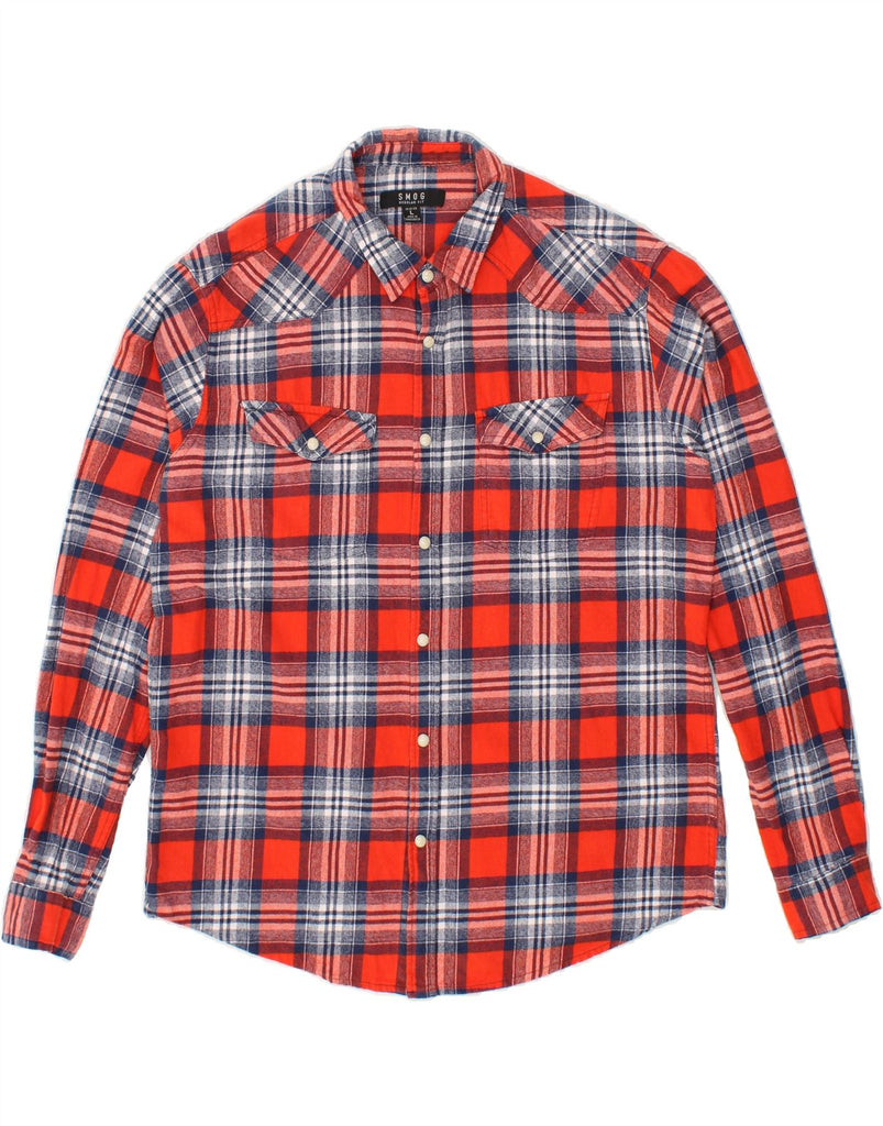 SMOG Mens Regular Fit Flannel Shirt Large Red Check | Vintage Smog | Thrift | Second-Hand Smog | Used Clothing | Messina Hembry 