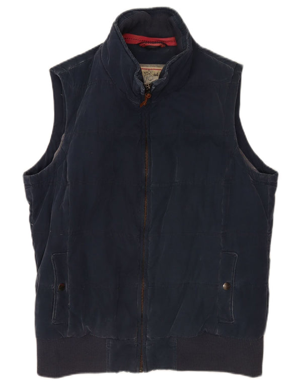 Fat Face Womens Padded Gilet UK 14 Large Navy Blue Cotton