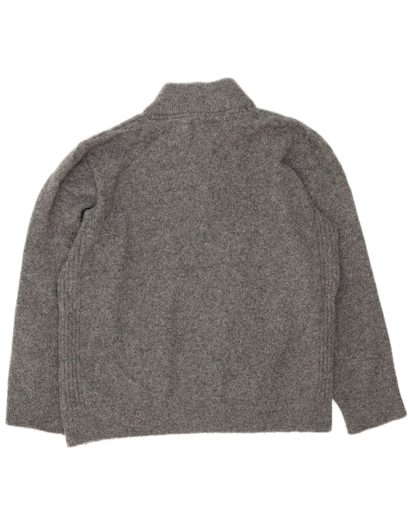 Barbour Womens Zip Neck Jumper Sweater UK 16 Large Grey Wool