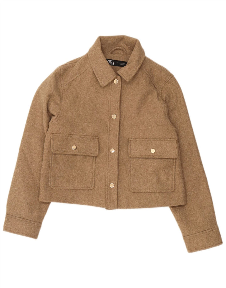 Zara Womens Bomber Jacket UK 10 Small Brown Polyester