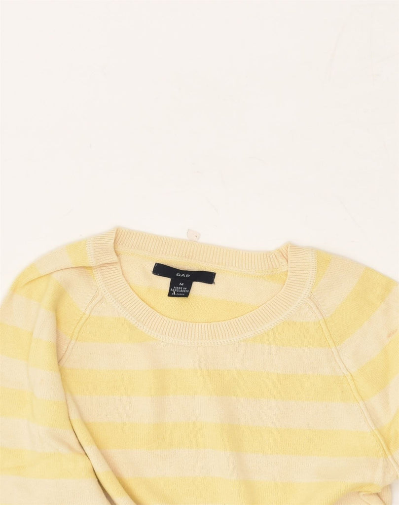 GAP Womens Crew Neck Jumper Sweater UK 12 Medium Yellow Striped Cotton | Vintage Gap | Thrift | Second-Hand Gap | Used Clothing | Messina Hembry 