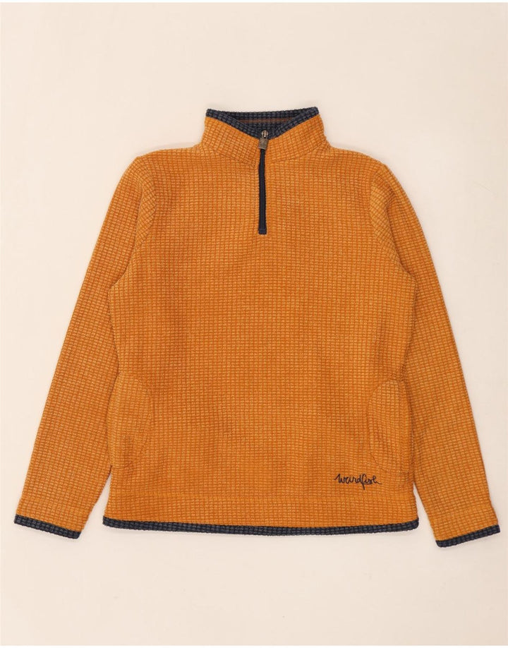 WEIRD FISH Womens Oversized Zip Neck Fleece Jumper UK 10 Small Orange