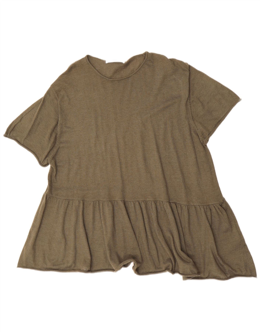 ZARA Womens Oversized Short Sleeves Jumper Dress UK 14 Medium Khaki