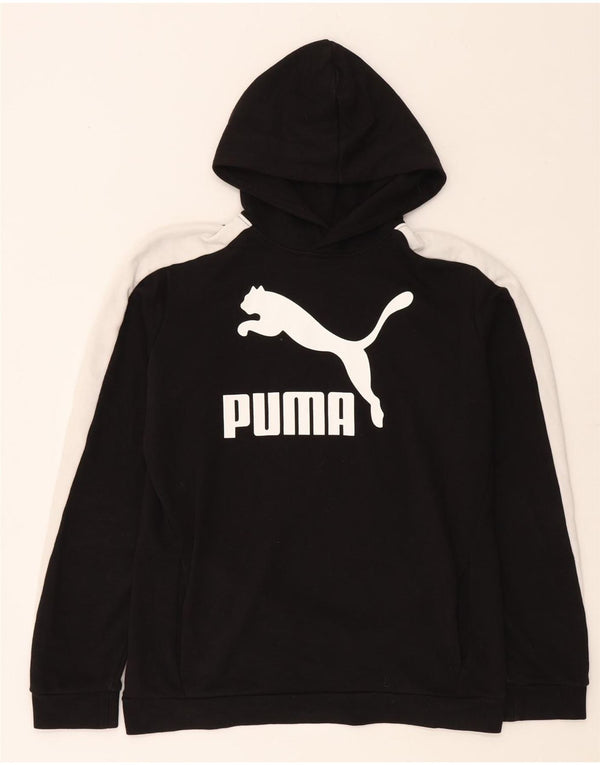 Puma Boys Graphic Hoodie Jumper 15-16 Years  Black Colourblock Cotton