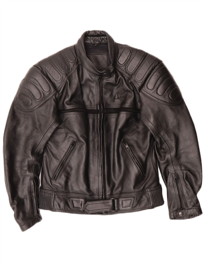 Louis Womens Motorstyle Leather Jacket EU 38 Medium Black Leather