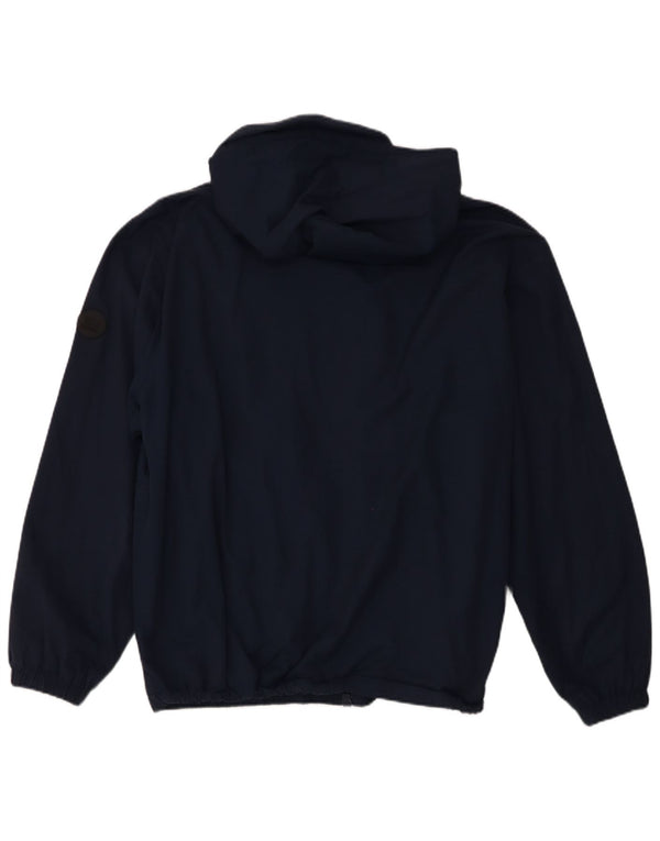 Carrera Mens Hooded Rain Jacket UK 42 2XL Navy Blue Cotton