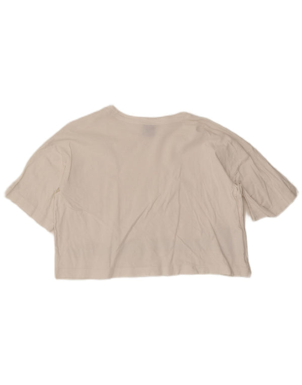 Champion Womens Crop Oversized Graphic T-Shirt Top UK 10 Small White