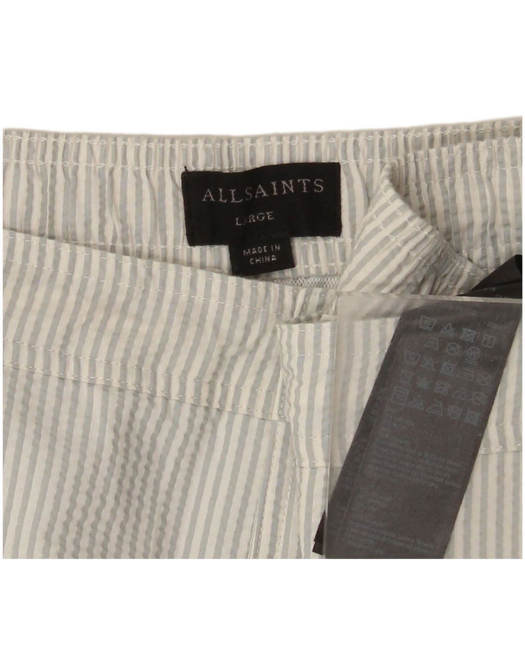 All Saints Mens Swimming Shorts Large Blue Pinstripe Polyester