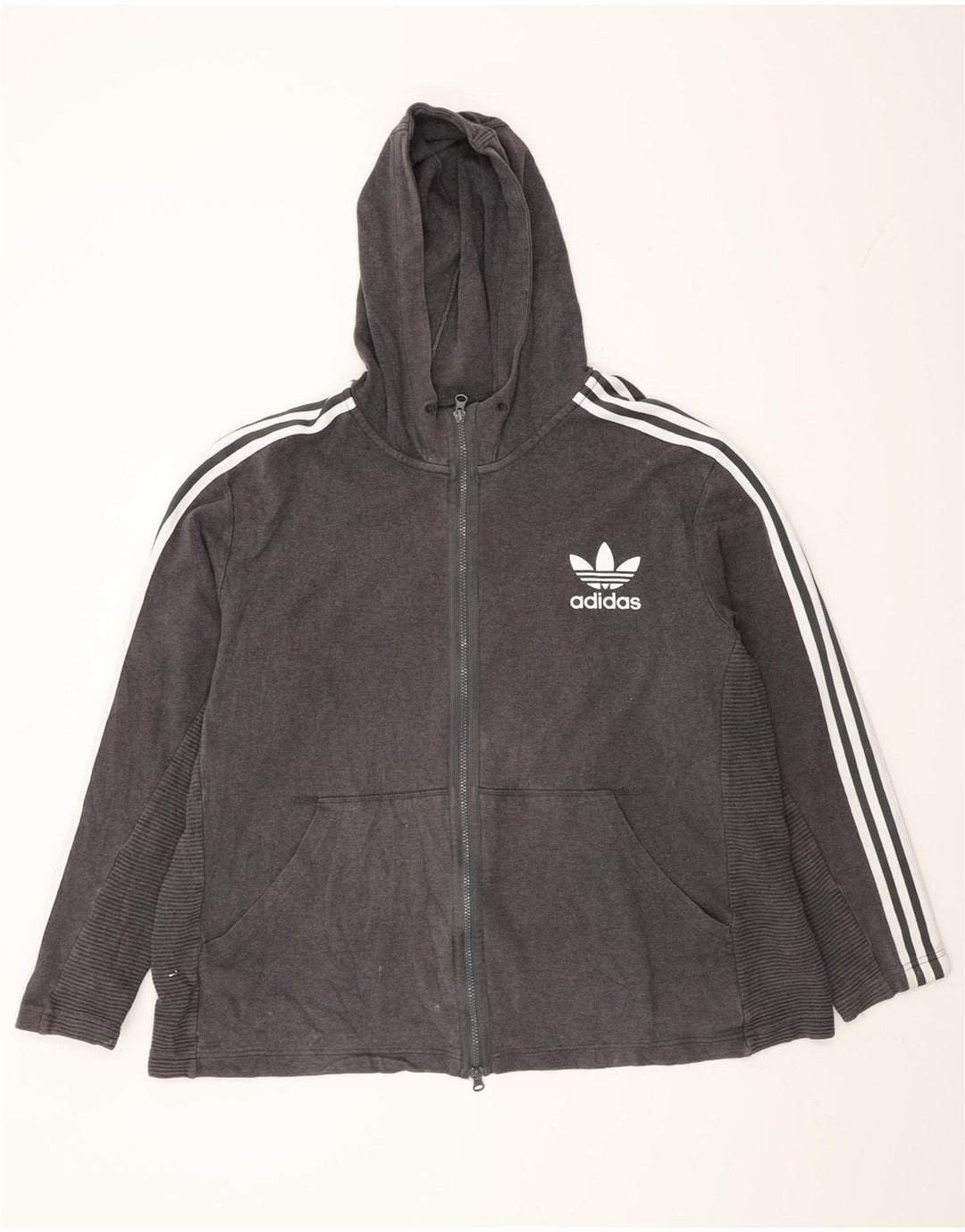 Adidas Mens Zip Hoodie Sweater 2XL Grey Cotton