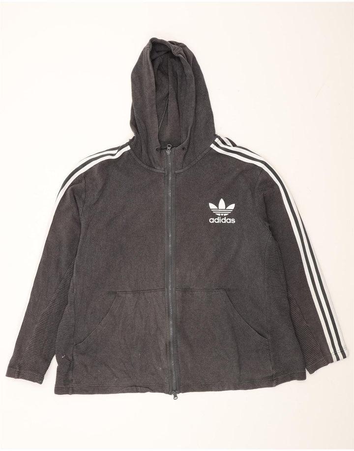 Adidas Mens Zip Hoodie Sweater 2XL Grey Cotton