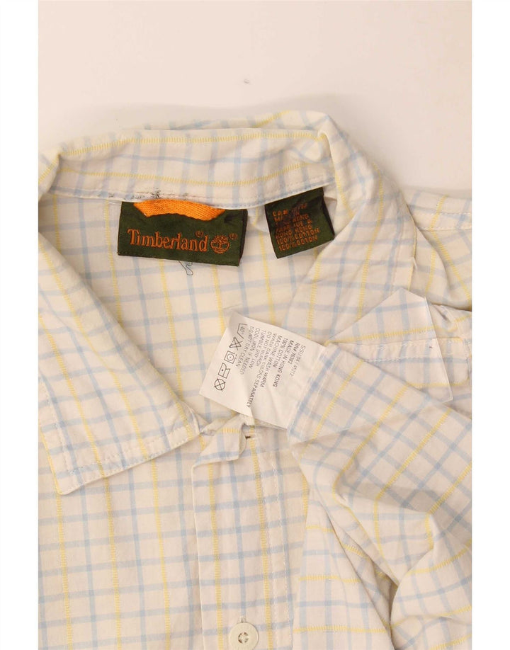 Timberland Mens Short Sleeve Shirt Medium White Check Cotton