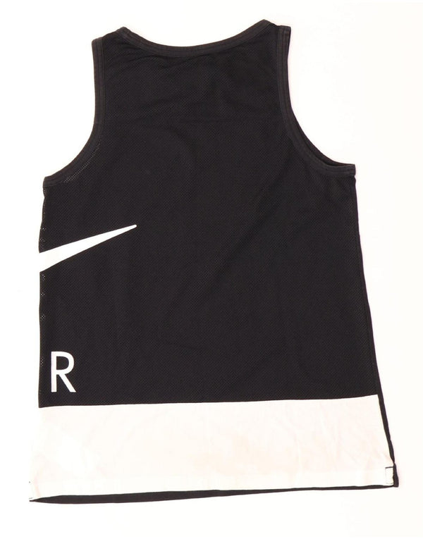 NIKE Boys Graphic Vest Top 13-14 Years XL Black Colourblock Cotton