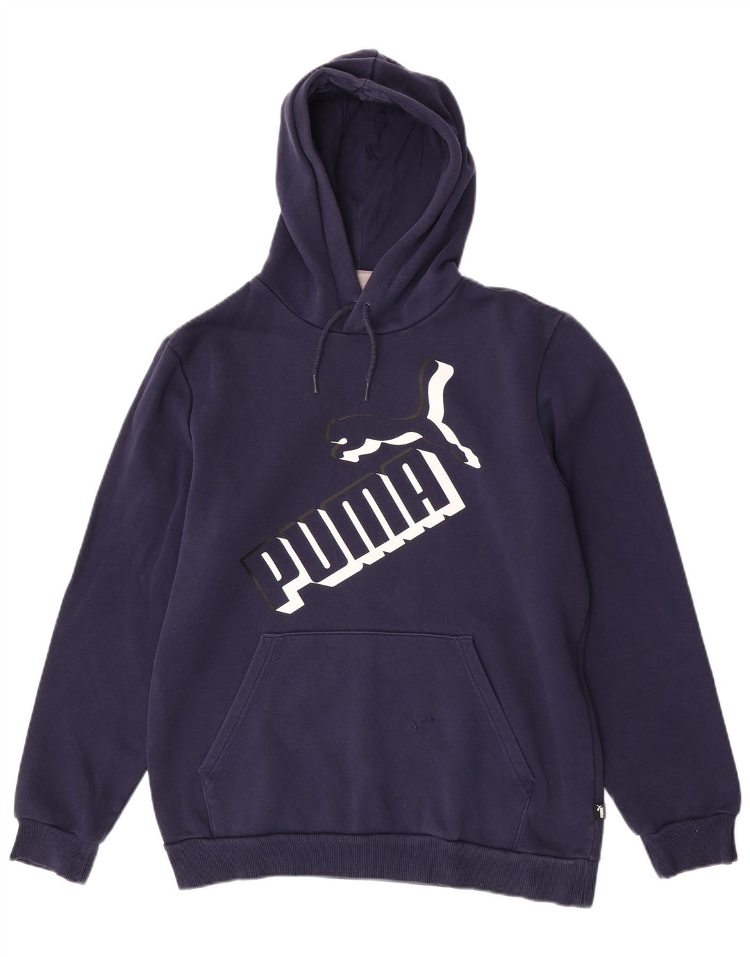 Puma Mens Graphic Hoodie Jumper Medium Navy Blue Cotton