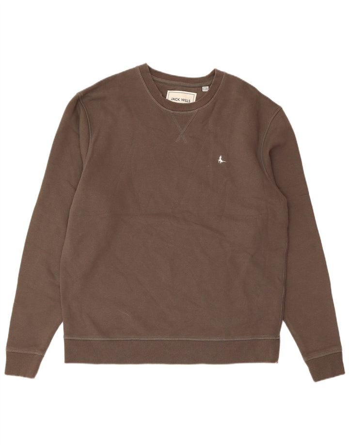 JACK WILLS Mens Sweatshirt Jumper Medium Brown Cotton
