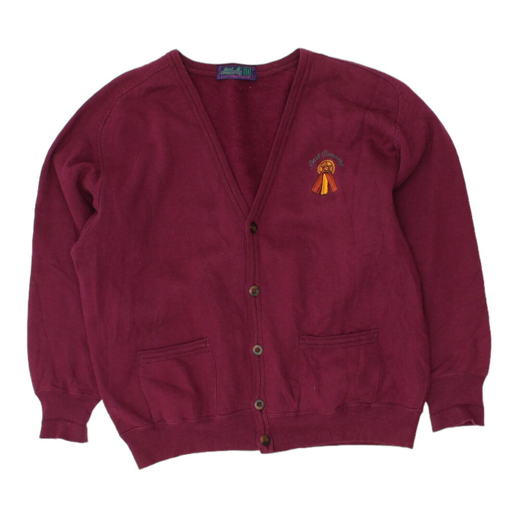Best Company Mens Burgundy Sweater Cardigan | Vintage Designer Jumper VTG | Vintage Messina Hembry | Thrift | Second-Hand Messina Hembry | Used Clothing | Messina Hembry 