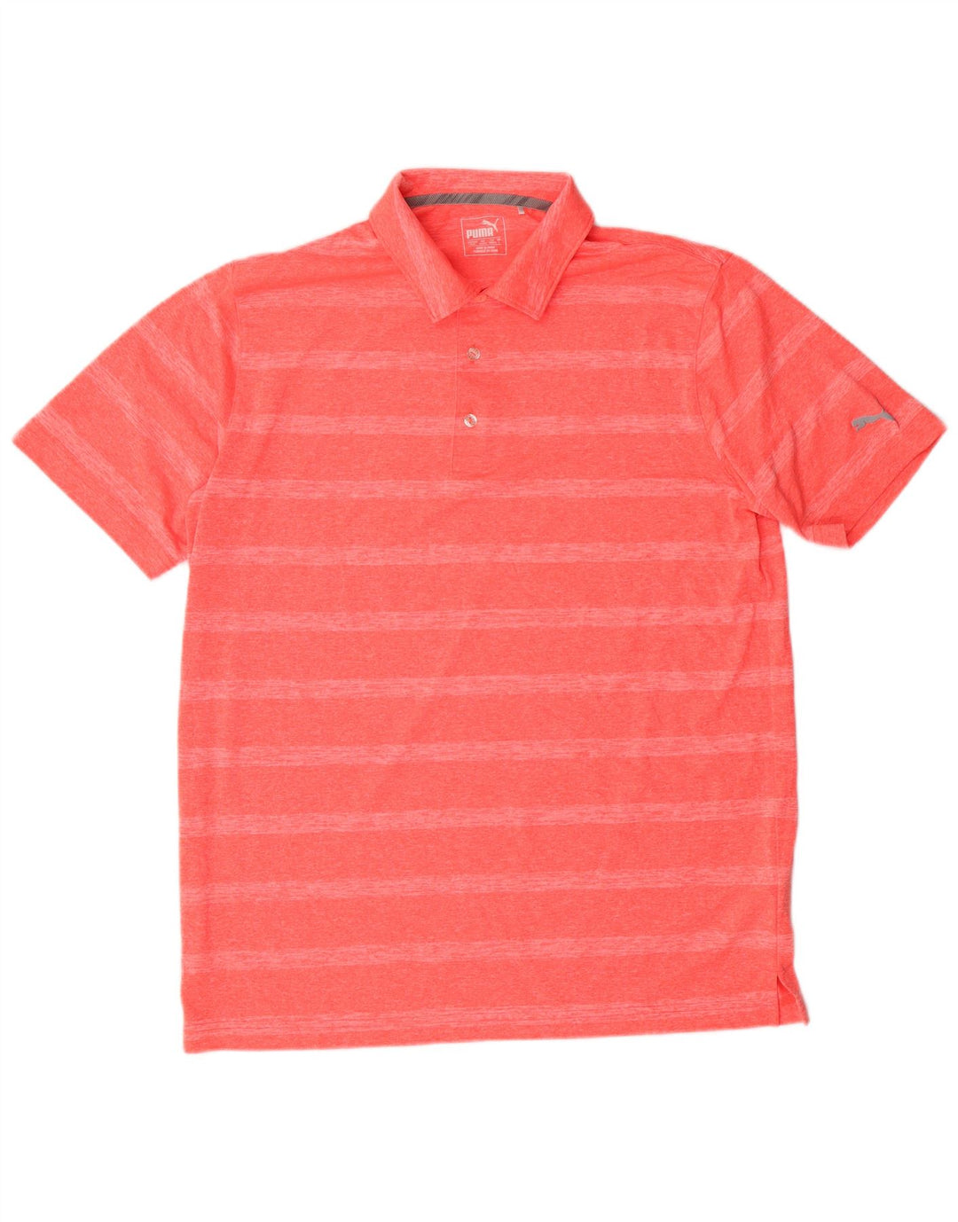 PUMA Mens Polo Shirt Large Pink Striped Polyester