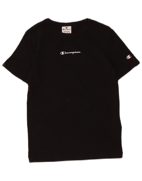 Champion Girls Graphic T-Shirt Top 9-10 Years Medium Black Cotton