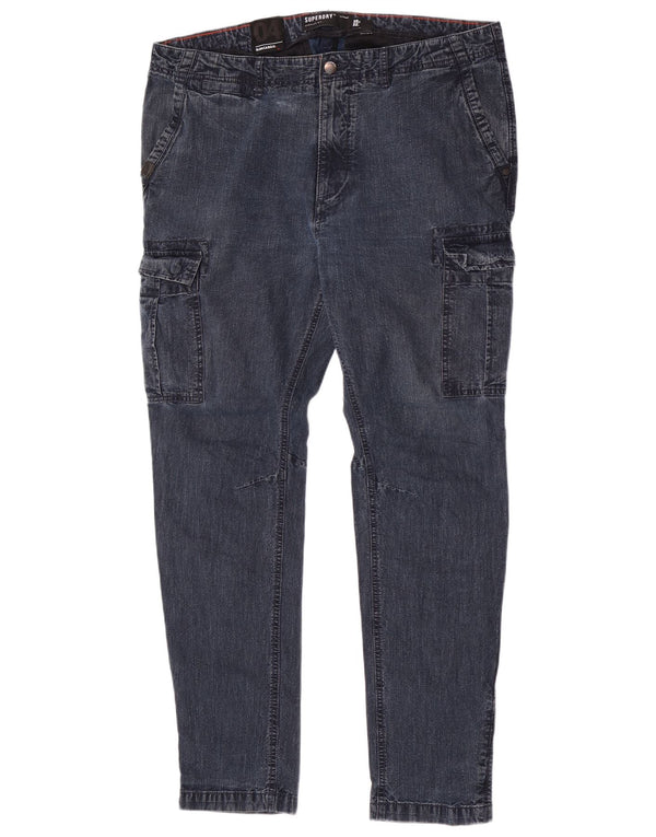 Superdry Mens Cargo Slim Jeans W36 L32 Blue Cotton