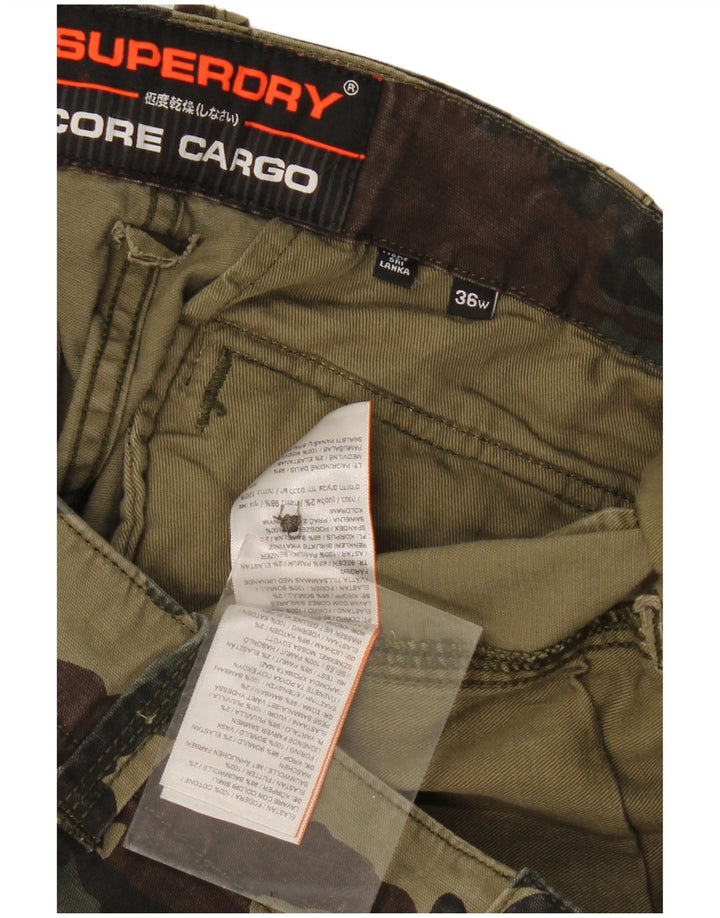 Superdry Mens Cargo Shorts W36 Large Khaki Camouflage Cotton Army